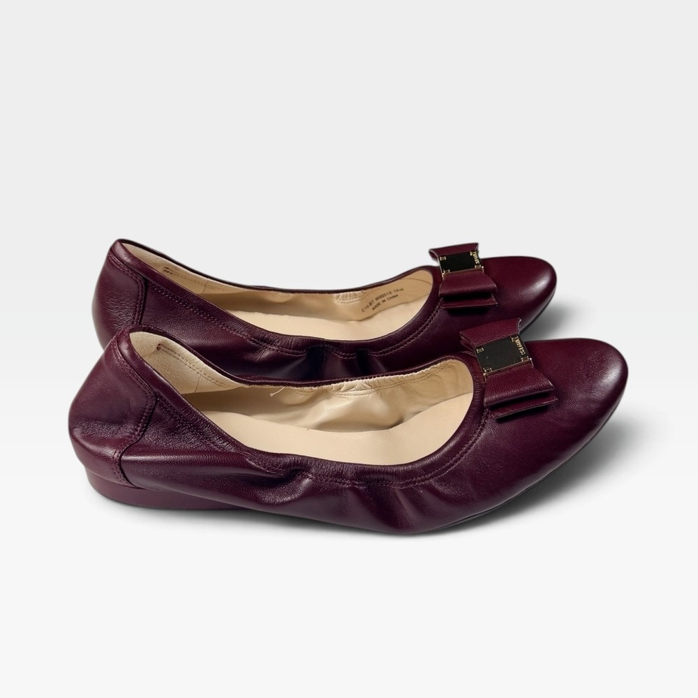Cole Haan Tali Bow Ballet Flats Womens 10.5 Zinfandel Leather W00510 New